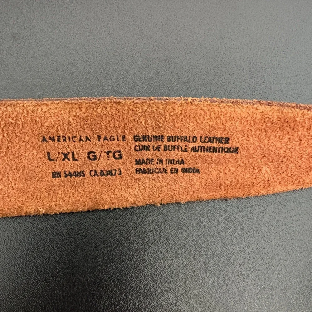 American Eagle Mens Belt L/XL Brown Floral Embossed Buffalo Leather Western